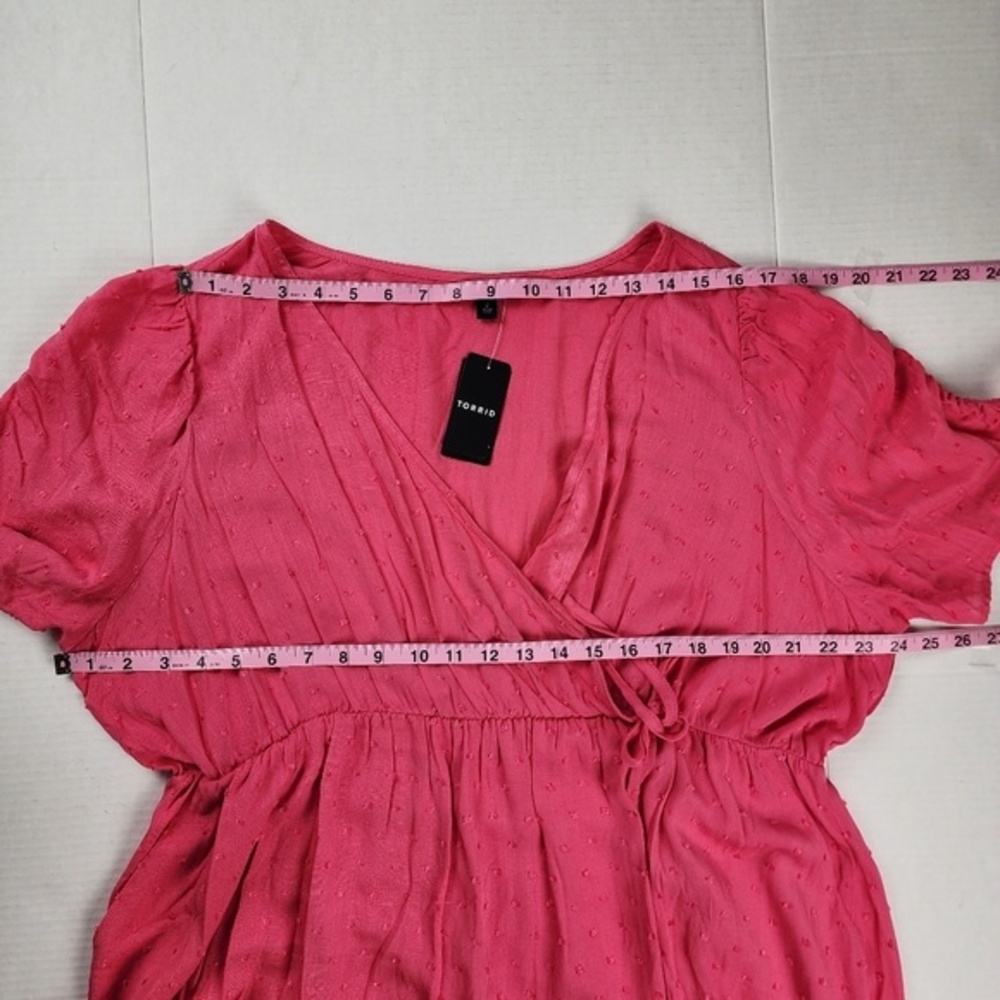 Torrid Swiss Dot surplice Midi Dress Plus Hot Pink Size 18-20 - Picture 7 of 16